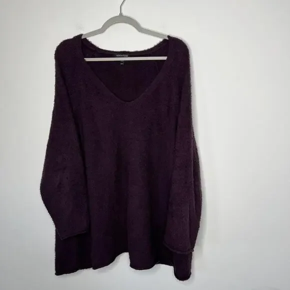 Eileen Fisher Sweater Womens 3X Purple Organic Cotton V Neck Oversized Tunic - Picture 6 of 9